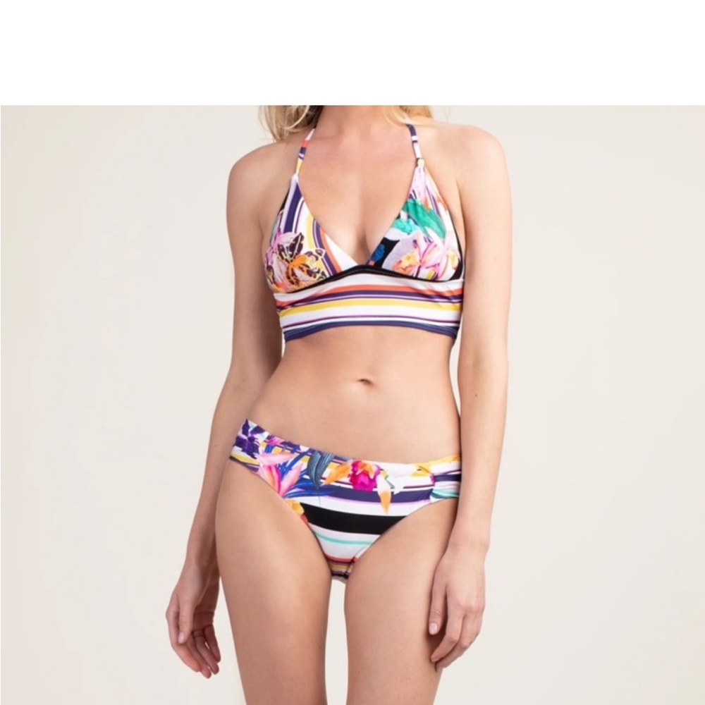 NWT Trina Turk striped bikini with colorful flowers
